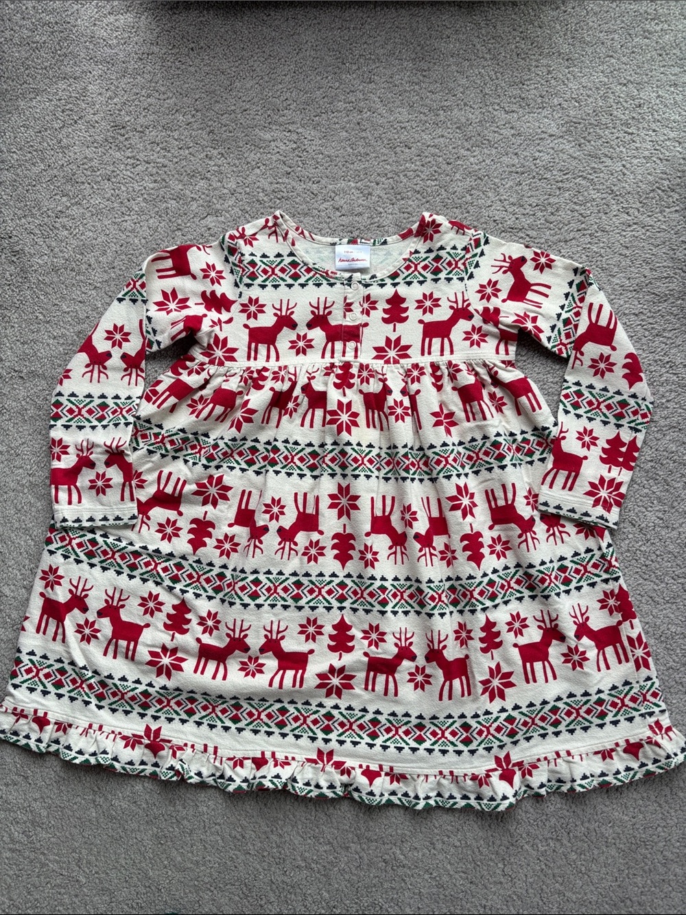 Hanna Andersson reindeer-print flannel holiday dress/nightgown!